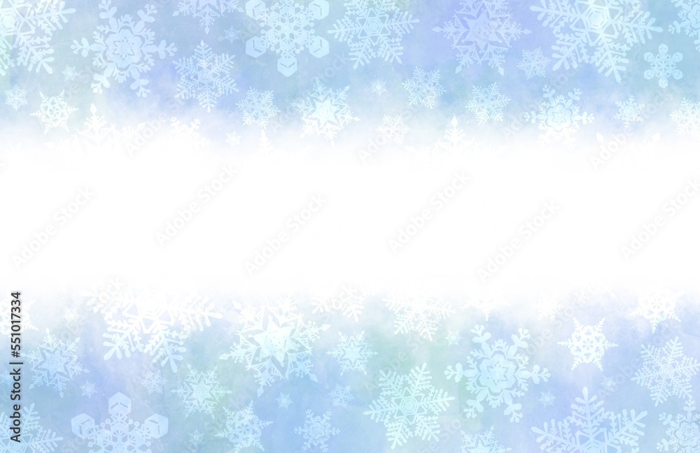 ブルーぼグラデーションの雪の結晶の背景イラスト