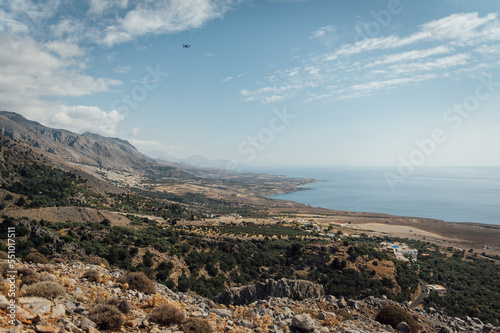 Epic view of the south coast of Crete  Greece. Mediterranean Sea