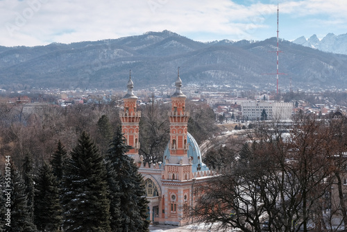 View of Sunni Mosque on sunny winter day. Vladikavkaz, North Ossetia, Russia. photo