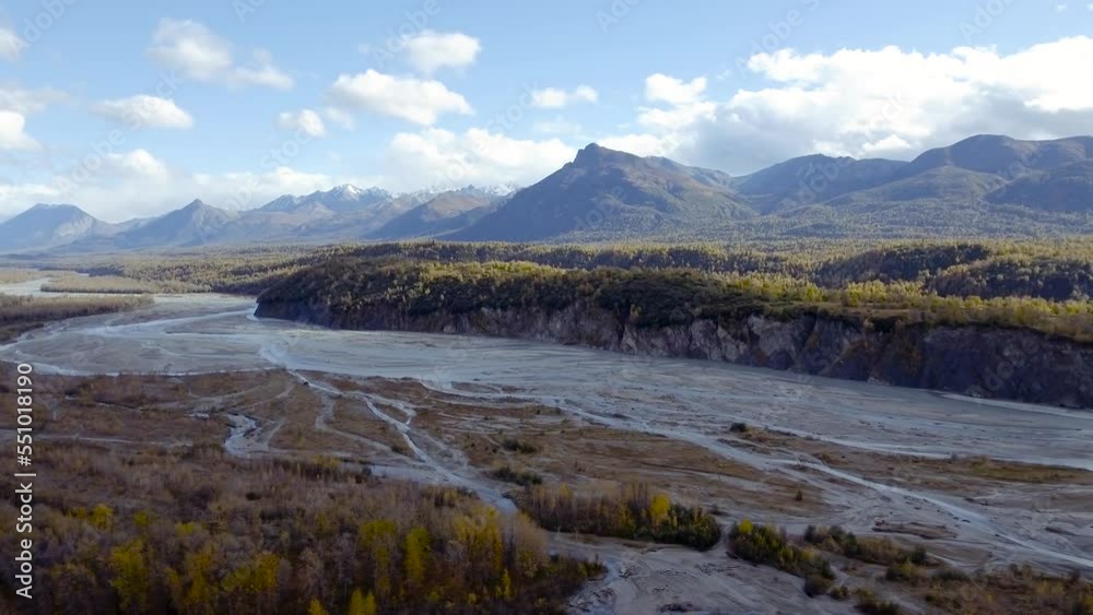 Sunny fall view of Matanuska River in Chugach National Forest, Alaska Sunny fall view of Matanuska River in Chugach National Forest, Alaska