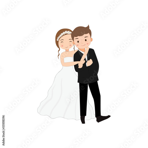Cute couple just married vector. wedding couple vector isolated on white background.