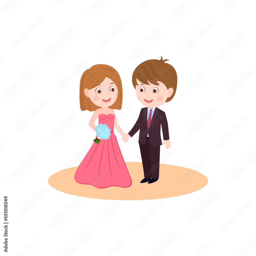 cute wedding couple holding hands vector isolated on white background. Couple Illustration. cute wedding couple holding hands vector isolated on white background. Couple Illustration.