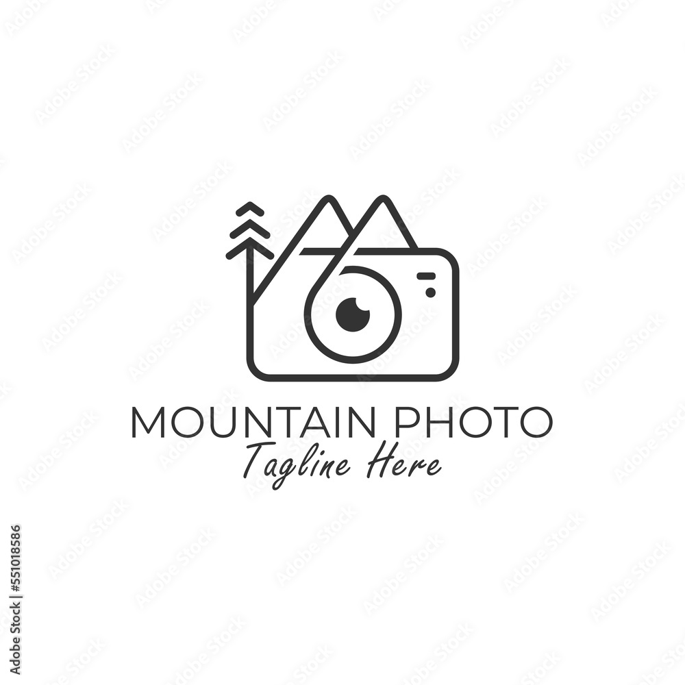 mountain photo outline vector illustration logo mountain photo outline vector illustration logo