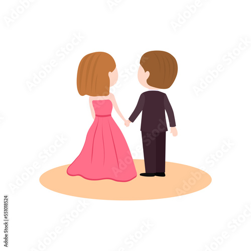 Couple walking in the park holding hands - Love concept. Couple illustration.