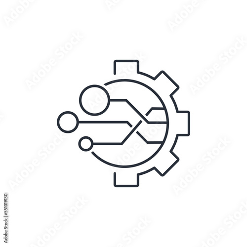 Electronic digital technologies. Automatic process controls. Modern equipment. Vector linear icon isolated on white background.