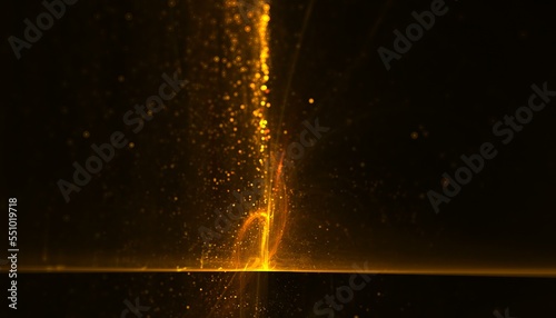 golden sparkle energy burst in sky background