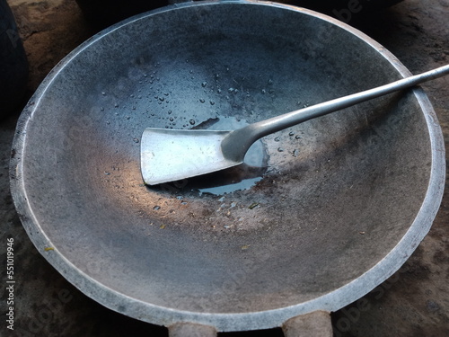 preparing the pan for cooking