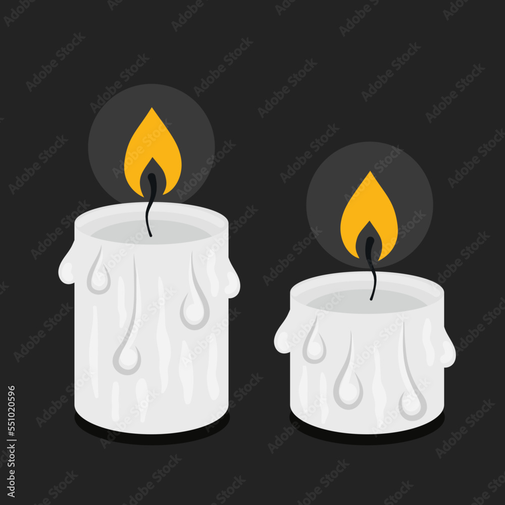 Burning wax candles in cartoon style. Vector illustration for Halloween, witchcraft Burning wax candles in cartoon style. Vector illustration for Halloween, witchcraft