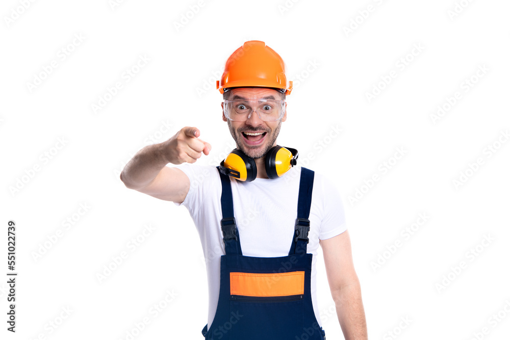 surprised workman man isolated on white background. workman man in studio. workman man