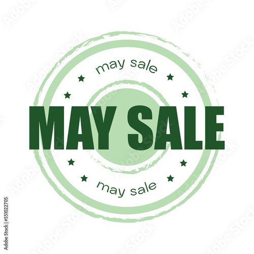 Green may sale sticker, label, badge and logo. Month sale icon design. Logo template with stars for promotion and promo sales. Vector illustration