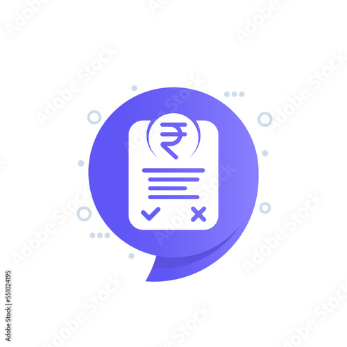 Online invoice icon with a rupee