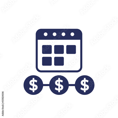 Annuity icon with a calendar, periodic interest payments