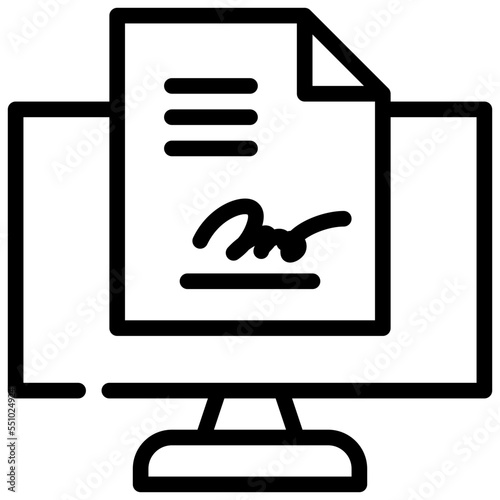 digital signature file icon simple line