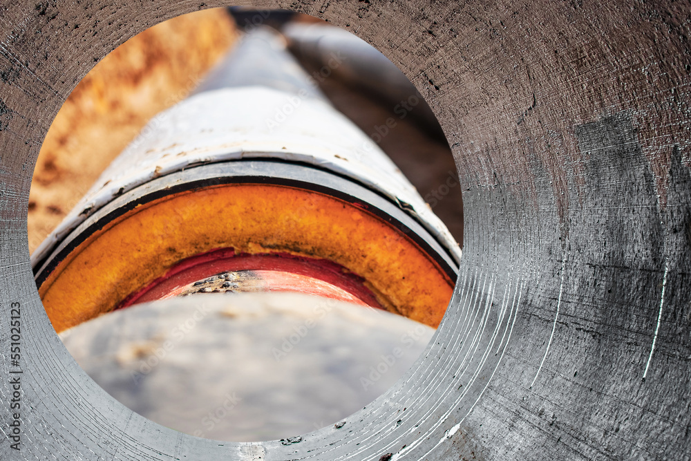 Laying of high pressure pipes for hot water supply. Underground