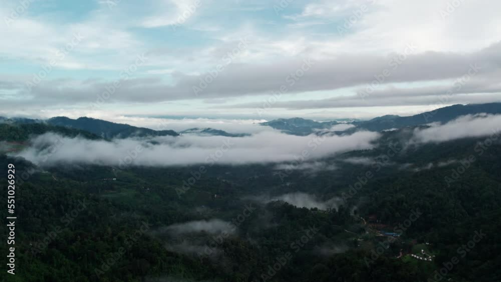 Top view Landscape of Morning Mist with Mountain Layer at north of Thailand. mountain ridge and clouds Top view Landscape of Morning Mist with Mountain Layer at north of Thailand. mountain ridge and clouds