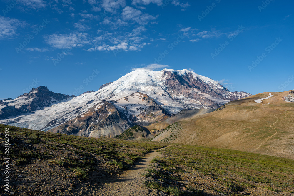 Landscape of Mount Rainier and Trail