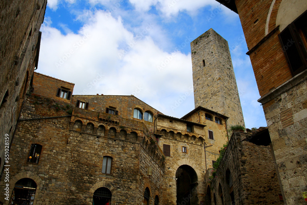 The Tower of San Gimignano is a structure from the early middle Ages in Italy that was built in Tuscany 