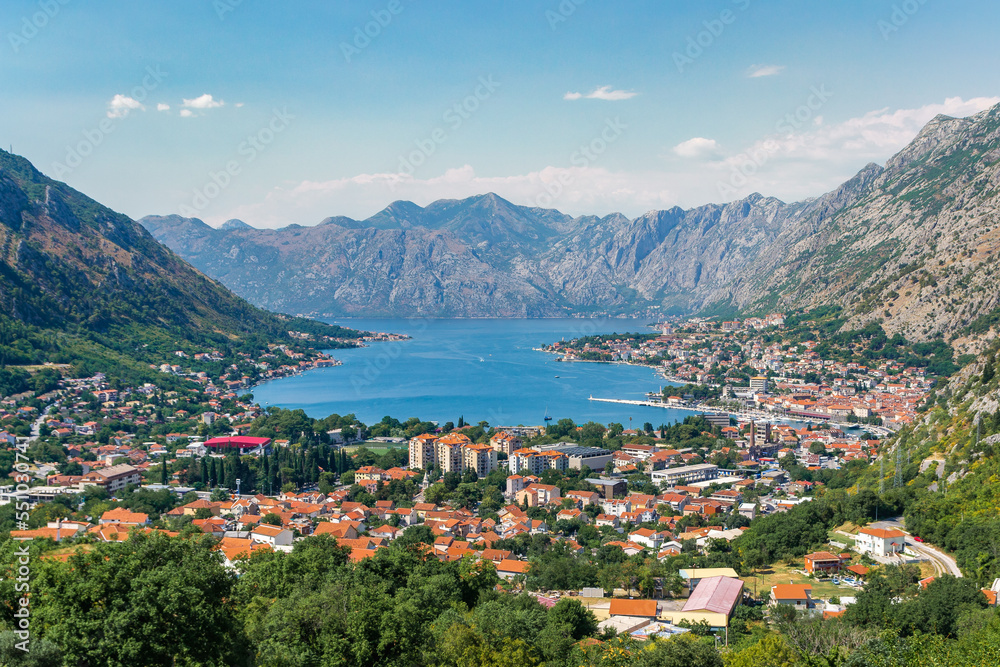 Kotor, Montenegro. Bay of Kotor bay is one of the most beautiful places on Adriatic Sea, medieval towns and scenic mountains