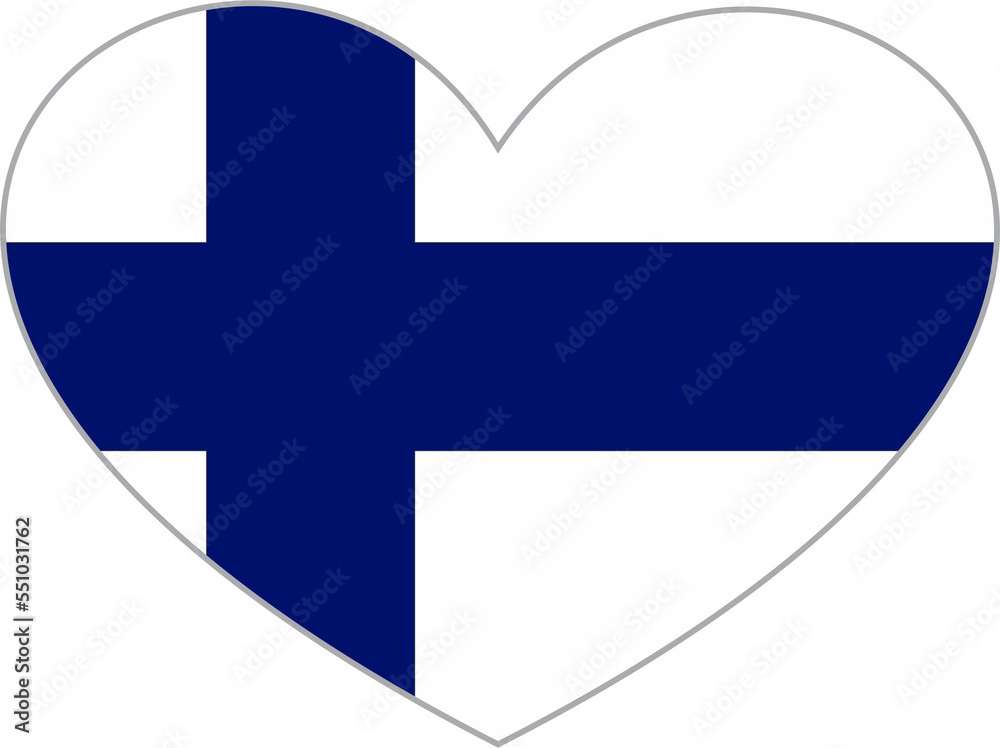 Naklejka premium Finland flag heart shape PNG 19
