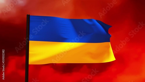 3d animation of yellow blue Ukrainian flag