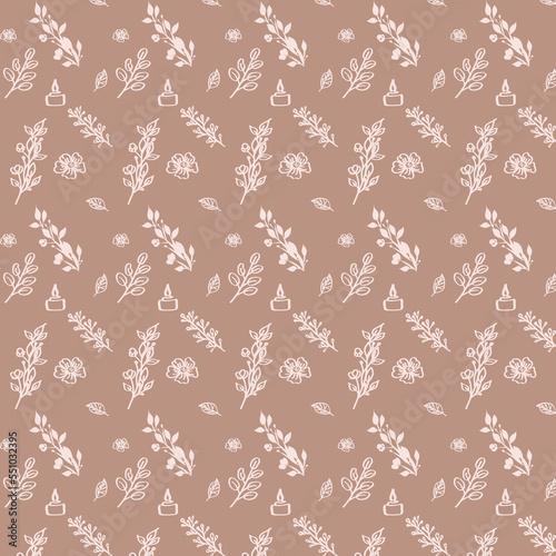 Bicolor vector floral pattern on a pink background. Design for wallpaper  wrapping paper  background  fabric.