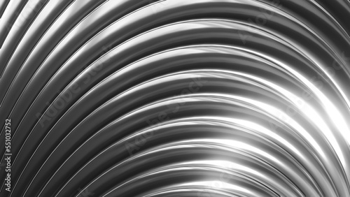 Silver metallic background  shiny chrome striped 3d metal abstract background