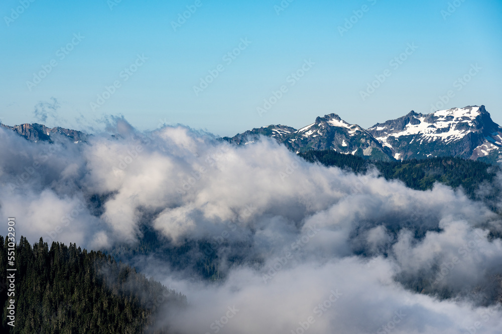 landscape of clouds in the mountains