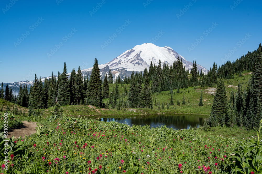 landscape with lake and mountains