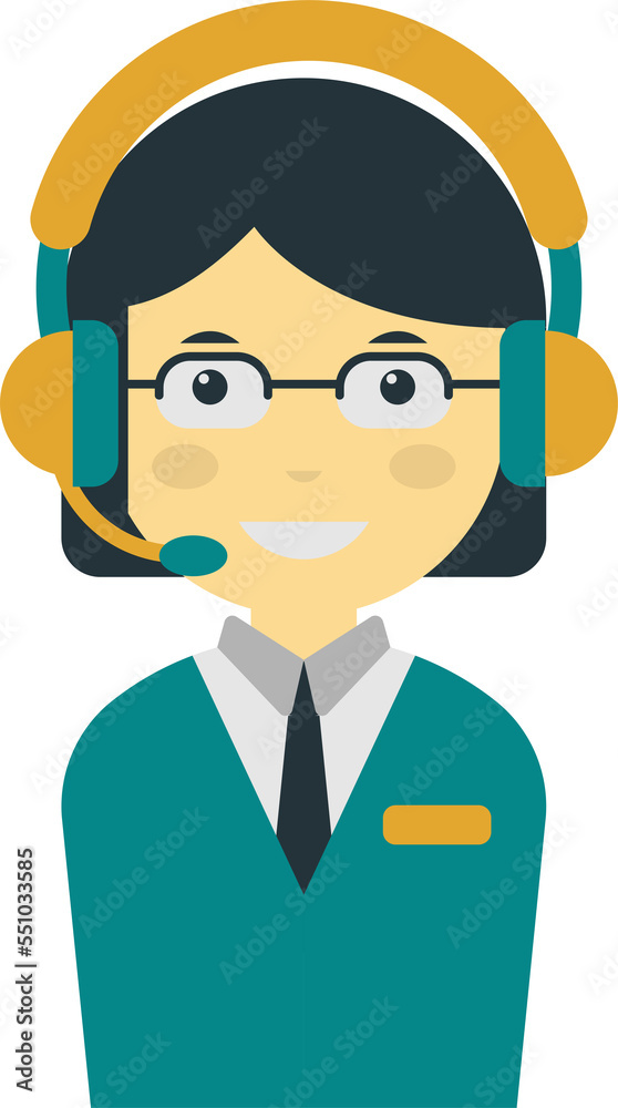 female call center employee illustration in minimal style