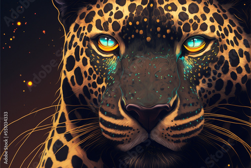 Leopard animal cinematic face,digital art,illustration,Design,vector,art