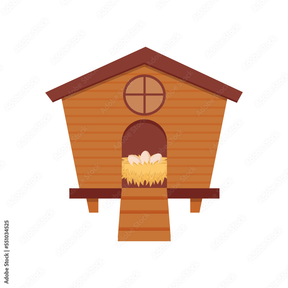 Chicken coop, hen house cartoon vector illustration