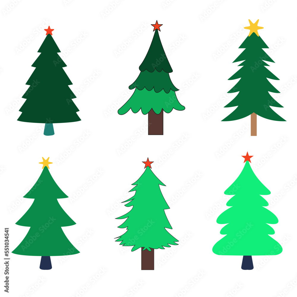 Christmas tree vector editable set