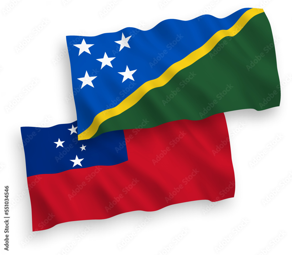Flags of Independent State of Samoa and Solomon Islands on a white background Flags of Independent State of Samoa and Solomon Islands on a white background