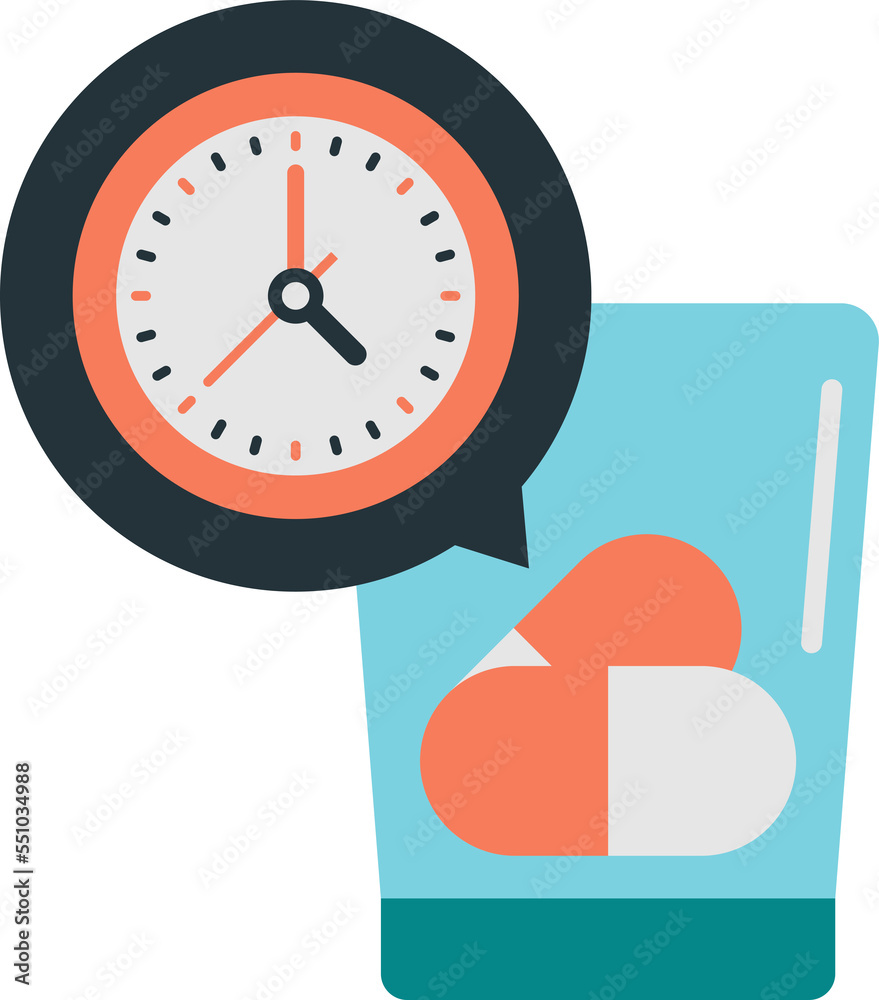 pills and clock illustration in minimal style pills and clock illustration in minimal style