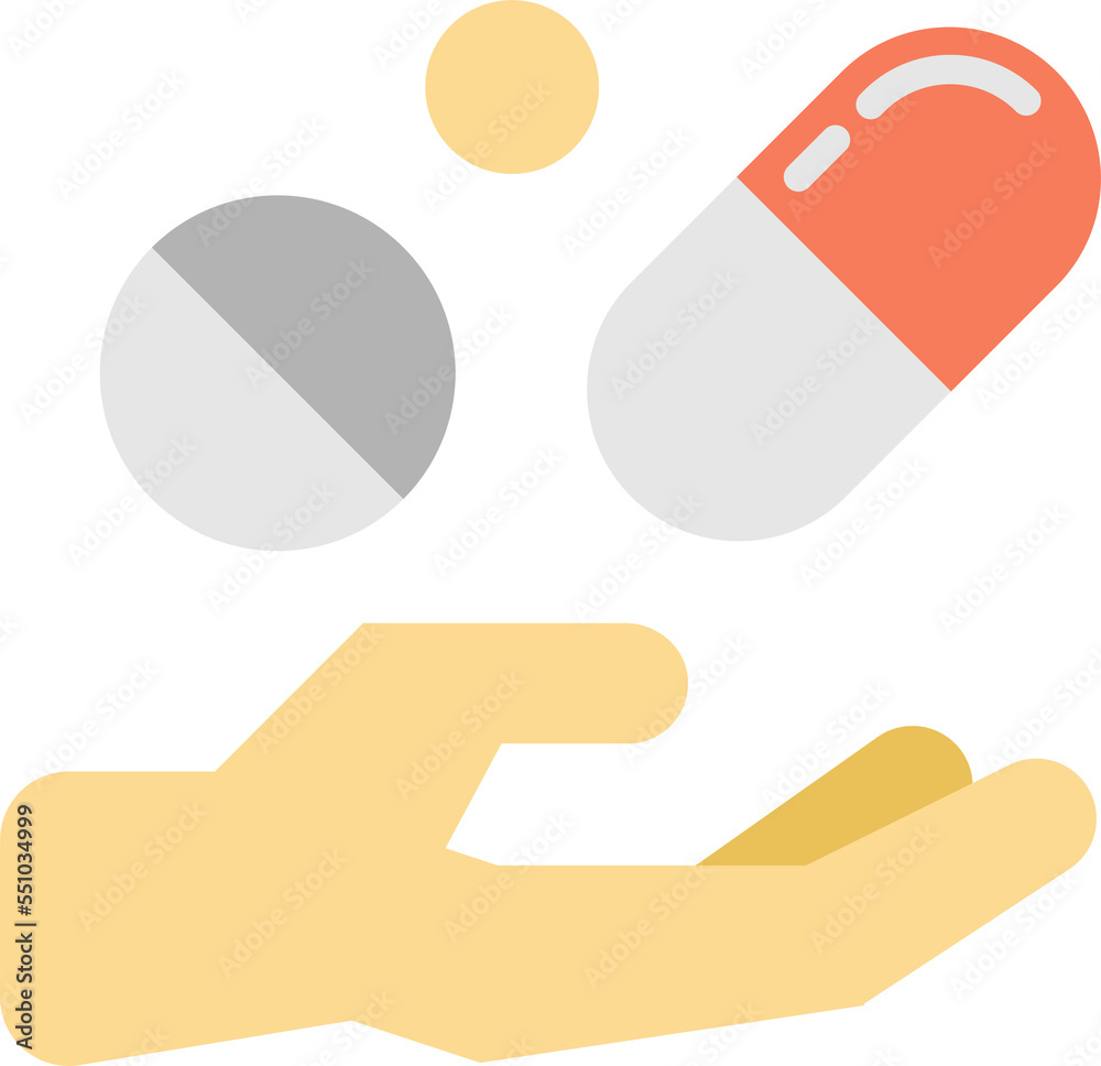 pills and hands illustration in minimal style pills and hands illustration in minimal style