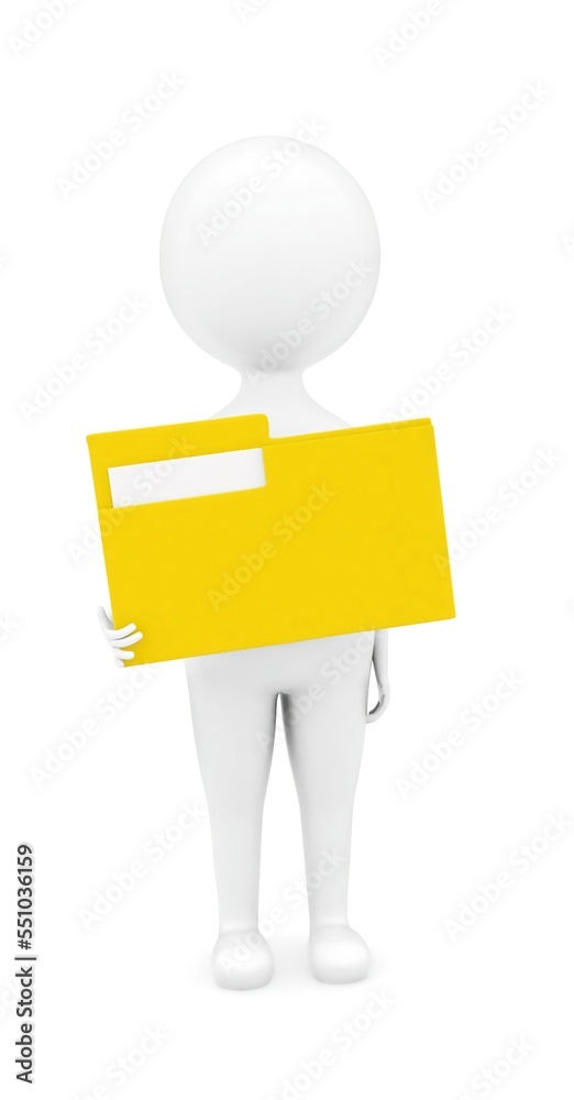 3d man holding a file folder in his hands concept 3d man holding a file folder in his hands concept