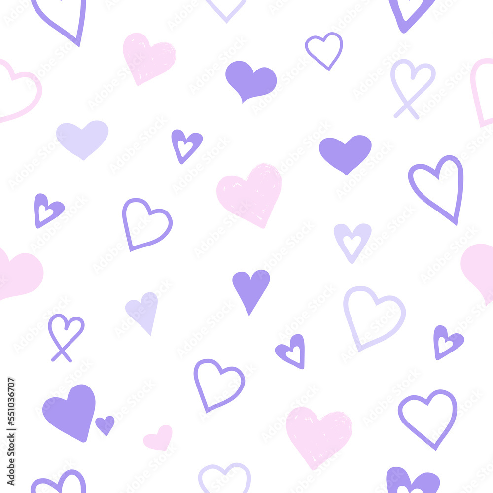 heart doodle seamless pattern. hand drawn heart Valentine's Day vector background