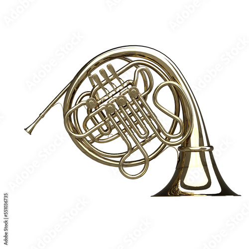 French Horn CG Rendering Image                                        PNG