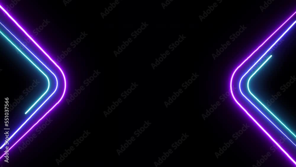 4K Neon Lights Frame Moving on Black Background Electric Glowing Looped ...