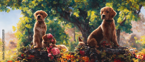 Artistic digital painting of a cute dog, wallpaper