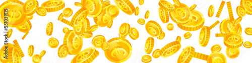 European Union Euro coins falling. Scattered gold