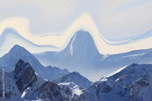 View of the Alps in winter with scattered snow