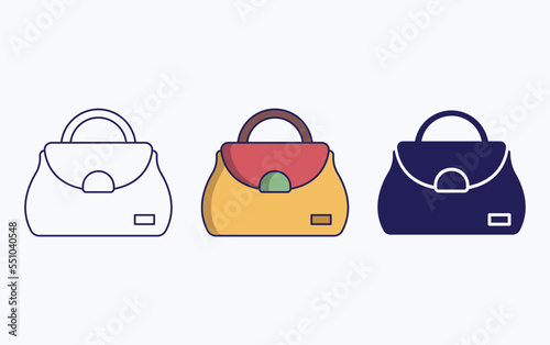 Vanity bag line and glyph icon, women handbag vector illustration