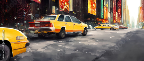 Yellow cab on Street , New York City, USA