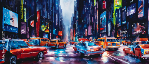 Tela Artistic painting of New York city, wallpaper