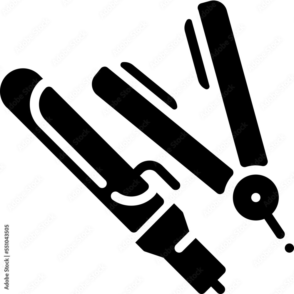 Curling Irons Hair Straightener Beauty Cosmetic glyph solid icon Curling Irons Hair Straightener Beauty Cosmetic glyph solid icon