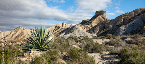 Tabernas desert panorama landscape view in Spain