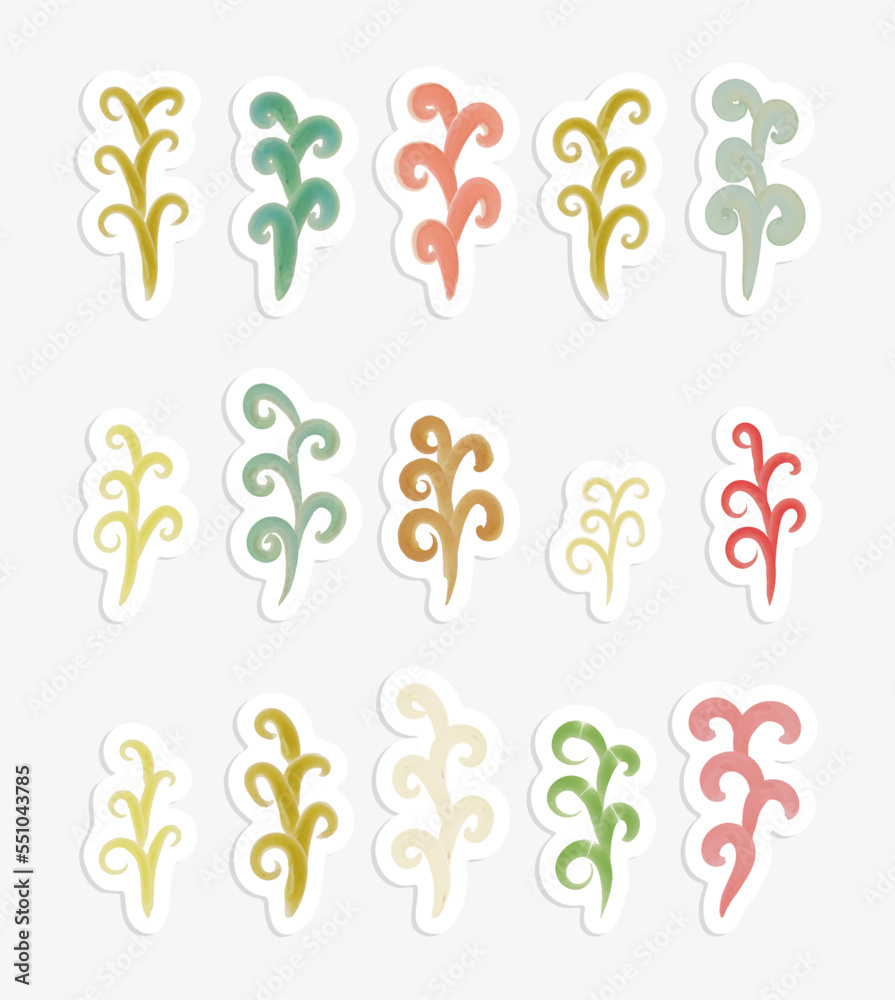 stickers with watercolor textured branches stickers with watercolor textured branches