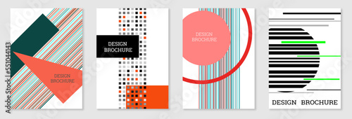 Wallpaper Mural Set of cover design in Memphis style. Geometric design, abstract background. Fashionable bright cover, banner, poster, booklet. Creative colors. Torontodigital.ca