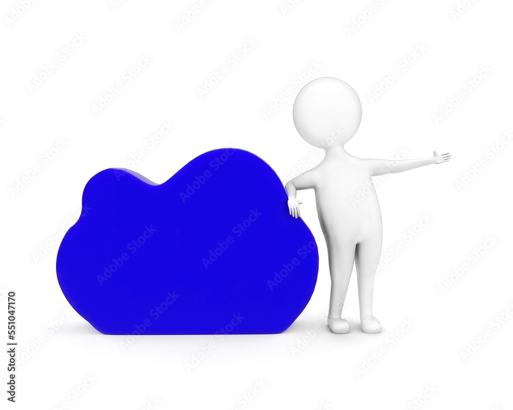 3d man presenting cloud with data text in it concept 3d man presenting cloud with data text in it concept